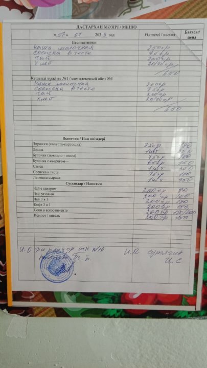 Меню 