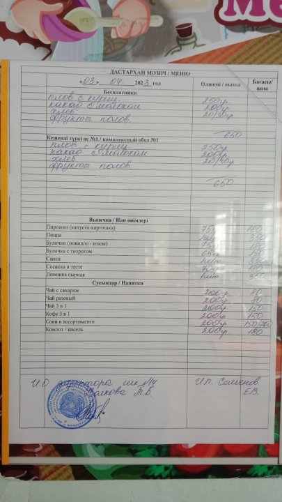 Меню
