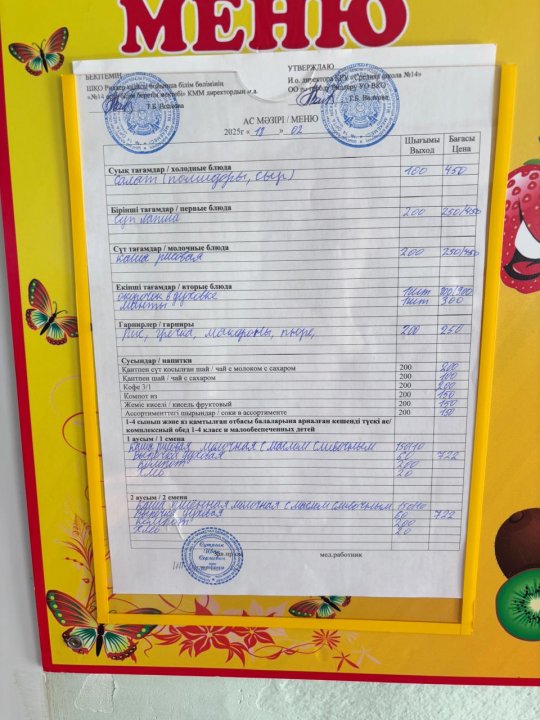 Меню на 17.02.2025