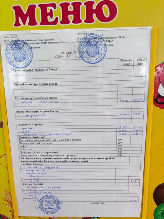 Меню на 24.02.2025