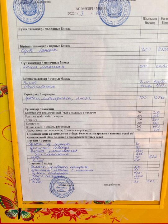 Меню на 3.03.2025