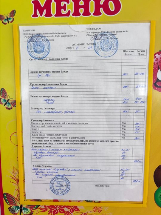 меню на 08.04.2025