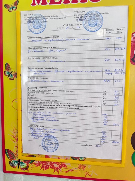 меню на 24.04.2025