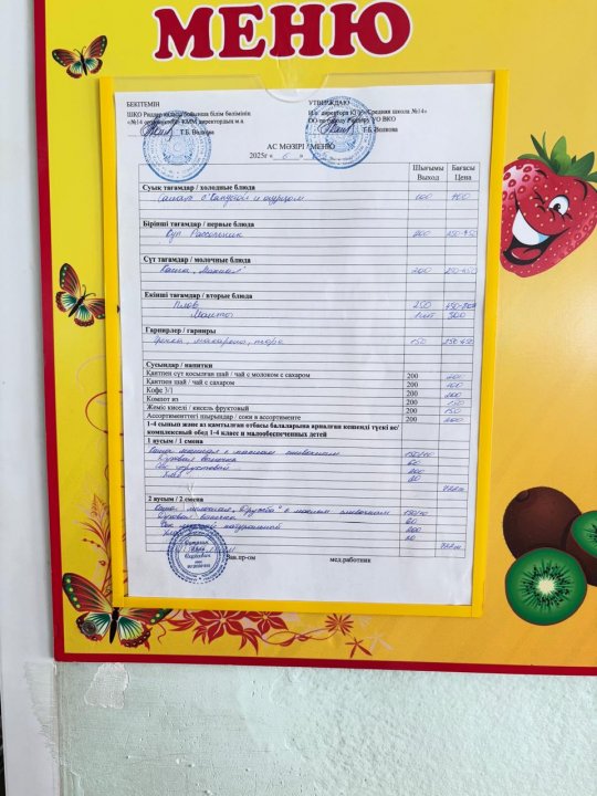 меню на 6.05.2025