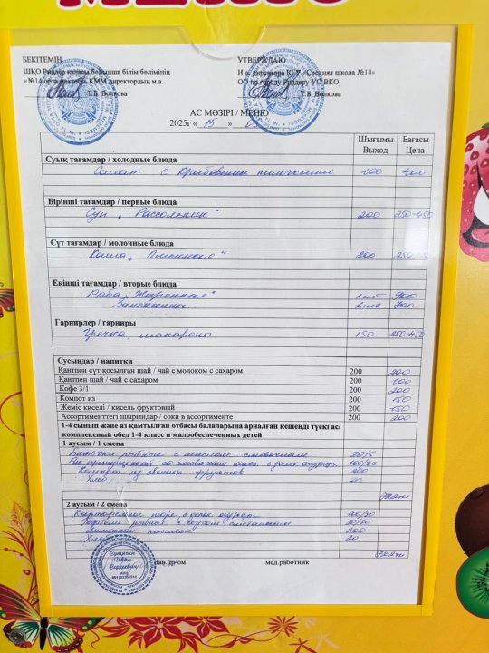 Меню на 15.05.2025