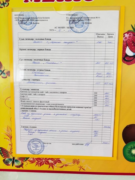 Меню на 16.05.2025